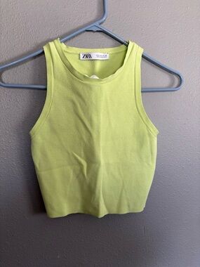 Zara Neon Lime Ribbed Crop Tank